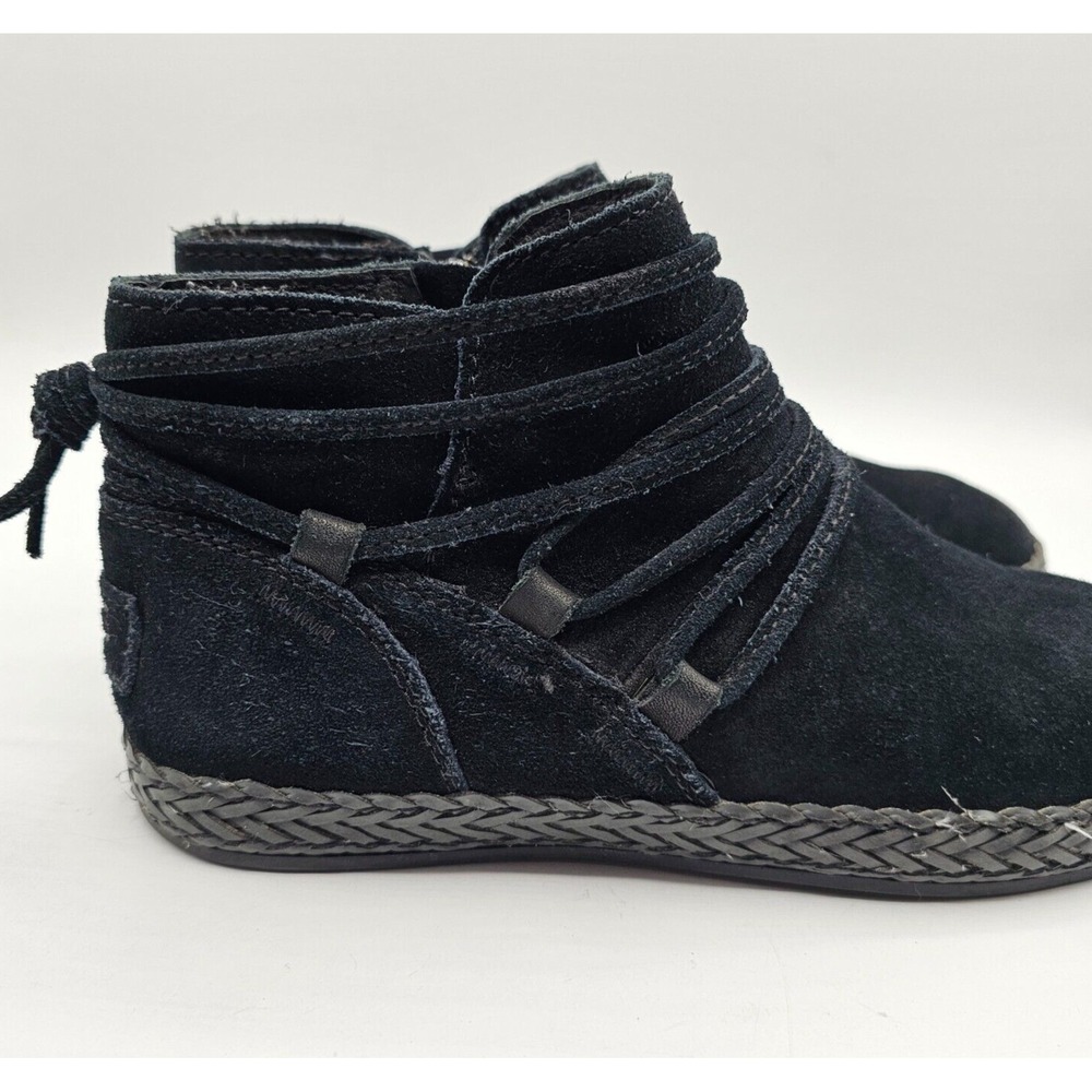 UGG Rianne Boots Women 5 Black Suede Ankle Booties Zipper Wrap Boho Southwestern - Picture 5 of 15